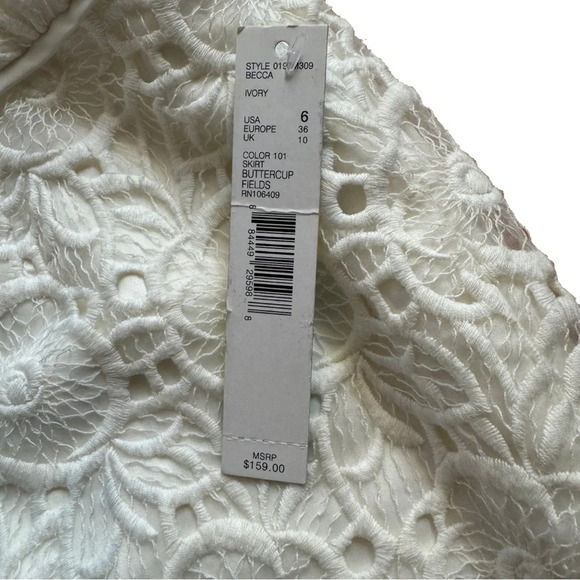 NWT Antonio Milano Becca Buttercup Fields Ivory Lace Skirt Sz 6 - Picture 5 of 5
